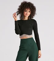 Bejeweled Me Rhinestone Fringe Top