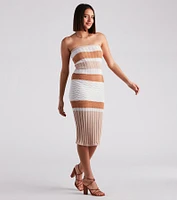 Weekend Date Striped Midi Sweater Dress