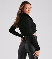 Fur Real Slay Knit Crop Cardigan