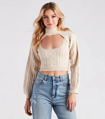 Fall Back Love Cable Knit Topper