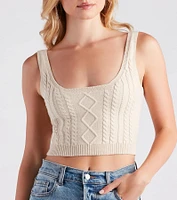 Fall Back Love Cable Knit Crop Top
