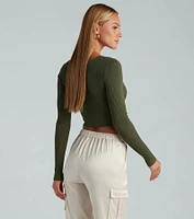 Chic Basic Button-Detail Crop Top