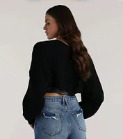 Sweet And Cozy Oversized Knit Sweater Bolero