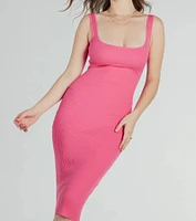 Perfect Pick Ribbed Knit Bodycon Midi Dress