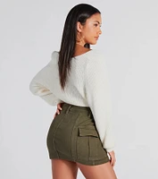 Classic Cozy Surplice Cropped Sweater