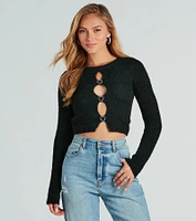 Warm My Heart Rhinestone Eyelash Knit Sweater