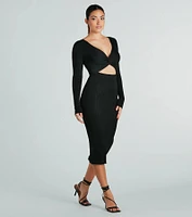 Twist Perfection Cutout Sweater Midi Dress