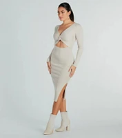 Twist Perfection Cutout Sweater Midi Dress
