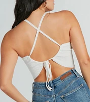 Cute Feel Halter Strappy Back Crop Top