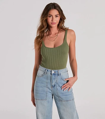 Ideal Classic Sleeveless Rib Knit Bodysuit