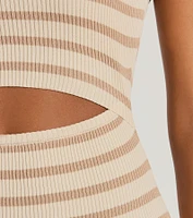 A Daze Strapless Cutout Striped Knit Mini Dress