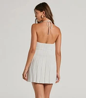 Radiant Cutie Halter Rib Knit Skater Mini Dress