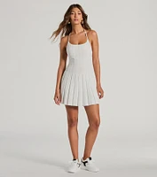 Radiant Cutie Halter Rib Knit Skater Mini Dress