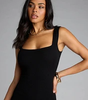 Basic Babe Sleeveless Bodycon Slit Mini Dress