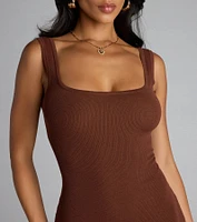 Basic Babe Sleeveless Bodycon Slit Mini Dress