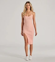 Perfectly Stylish Sleeveless Ribbed Knit Midi Dress