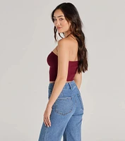 Stylish Basic Halter Rib Knit Crop Top