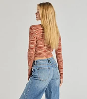 Sassy Knits Long Sleeve Button Crop Top