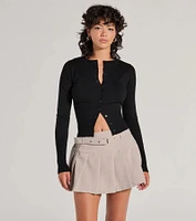 Chic Staple Crew Neck Cropped Knit Cardigan