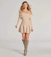 Chic Staple Ribbed Knit Skater Dress