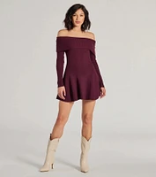 Chic Staple Ribbed Knit Skater Dress