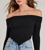 Trendy Textures Ribbed Knit Off-The-Shoulder Top