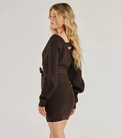 Cozy Fave Cable Knit Long Sleeve Mini Dress