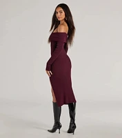 Keeping Knit Chic Long Sleeve Midi Dress