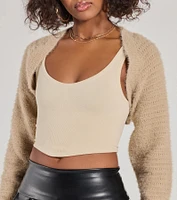Cuddly Cozy Eyelash Knit Sweater Bolero