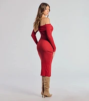 Keeping Knit Chic Long Sleeve Midi Dress