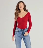 Elevated Essential Ribbed Knit Long Sleeve Bodysuit