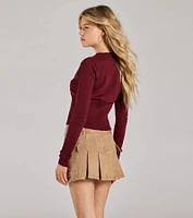 Chic Staple Crew Neck Cropped Knit Cardigan