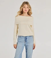 Cozy Factor Ribbed Knit Off-The-Shoulder Sweater