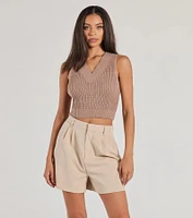 Preppy Babe V-Neck Cropped Sweater Vest