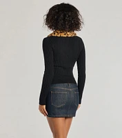 So Extra Faux Fur Trim Cardigan