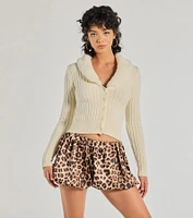 So Extra Faux Fur Trim Cardigan