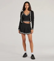 Preppy Please Striped V-Neck Crop Top