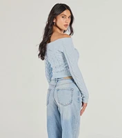 Cozy Cutie Off-The-Shoulder Cable Knit Top