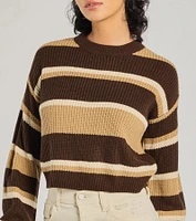 Preppy Style Striped Knit Crew Neck Sweater