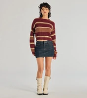 Preppy Style Striped Knit Crew Neck Sweater