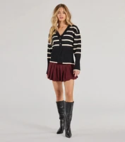 Classic And Cozy Striped Knit Oversized Cardigan