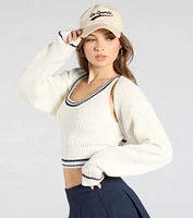 Striped And Stylish Knit Crop Bolero