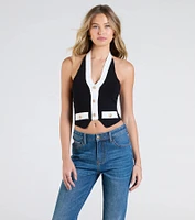 Chicly Defined Halter Button Vest