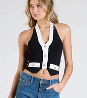 Chicly Defined Halter Button Vest