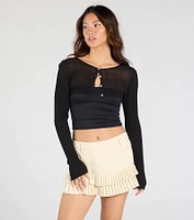 Perfectly Chic Button Crop Sweater Topper