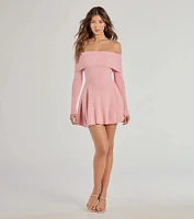 Chic Staple Ribbed Knit Skater Dress