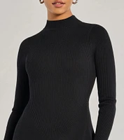 Cute And Cozy Mock Neck Knit Skater Dress