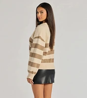 Stripe Sensation Collared Pullover Sweater