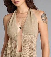 Feelin' Boho Halter Open Back Knit Top