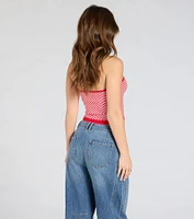 Race To The Finish Strapless Checkered Tube Top